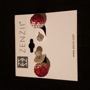 Zenzii, Red & silver, drop earrings